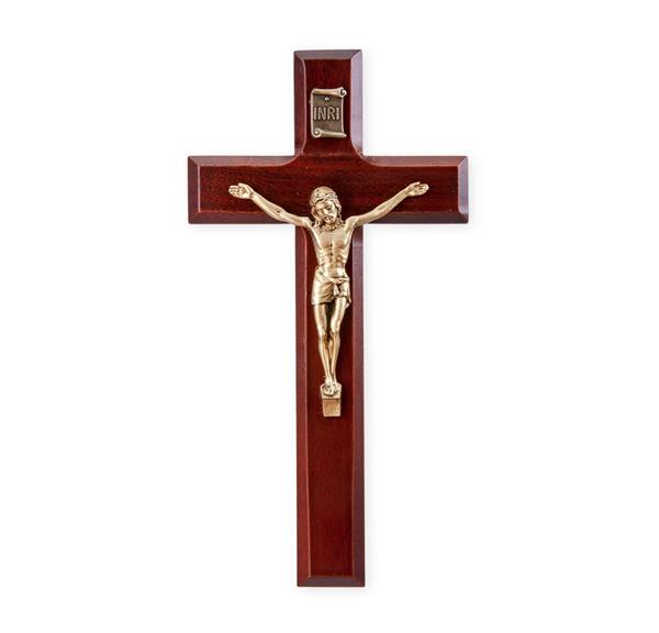 7" Walnut Cross W/Antique Gold Corpus # 28840