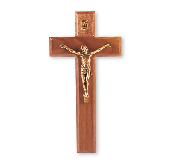 9" Walnut Cross W/Museum Gold Corpus # 28865