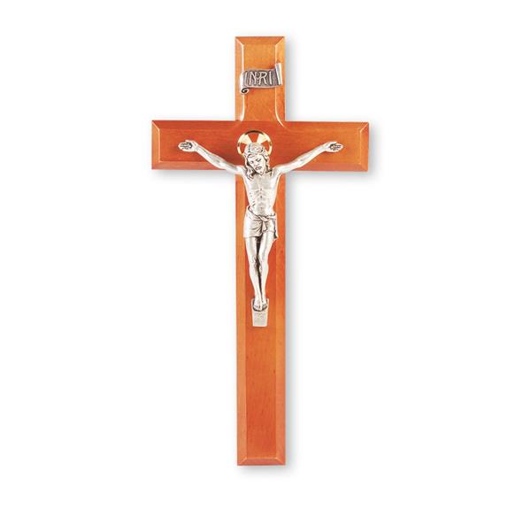 11" Cherry Cross W/Antique Silver Salerni Corpus # 28867