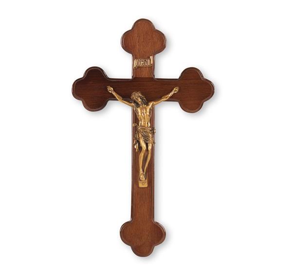 10" Walnut Cross with a Museum Gold Plated Corpus # 28926