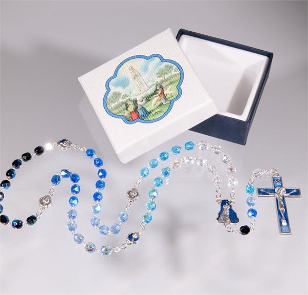 5mm x 6mm Glass Bead Our Lady of Fatima Rosary with Enameled Beads # 28998