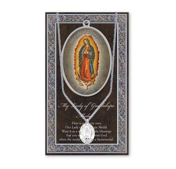 Our Lady of Guadalupe Biography and Folding Picture Card with a Medal & Chain # 29130