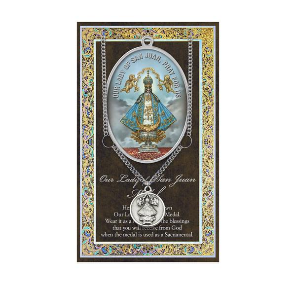 Our Lady of San Juan Biography and Folding Picture Card with a Medal & Chain # 29131