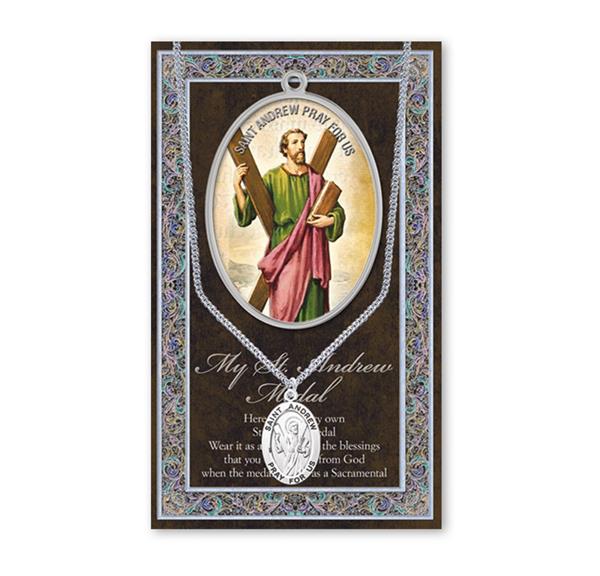 St. Andrew Biography and Folding Picture Card with a Medal & Chain # 29132