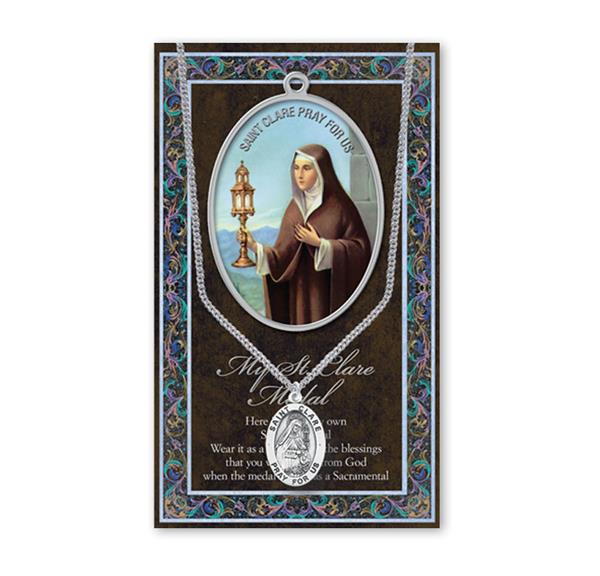 St. Clare Biography and Folding Picture Card with a Medal & Chain # 29133