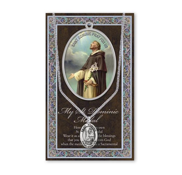 St. Dominic Biography and Folding Picture Card with a Medal & Chain # 29134