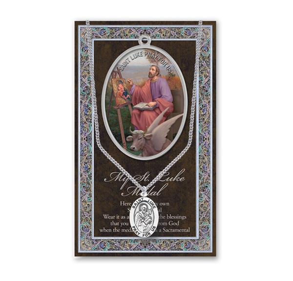 St. Luke Biography and Folding Picture Card with a Medal & Chain # 29137