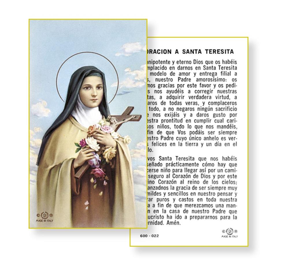 Oracion a Santa Teresita Spanish Paper Holy Cards, 100-Count Value Pack, # 2914