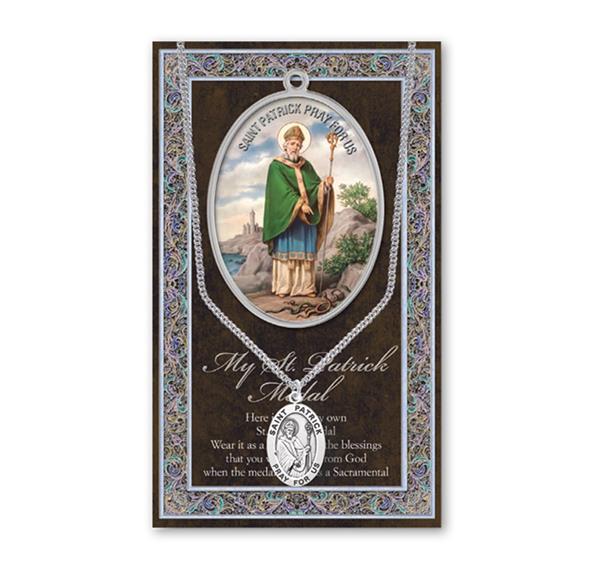 St. Patrick Biography and Folding Picture Card with a Medal & Chain # 29144