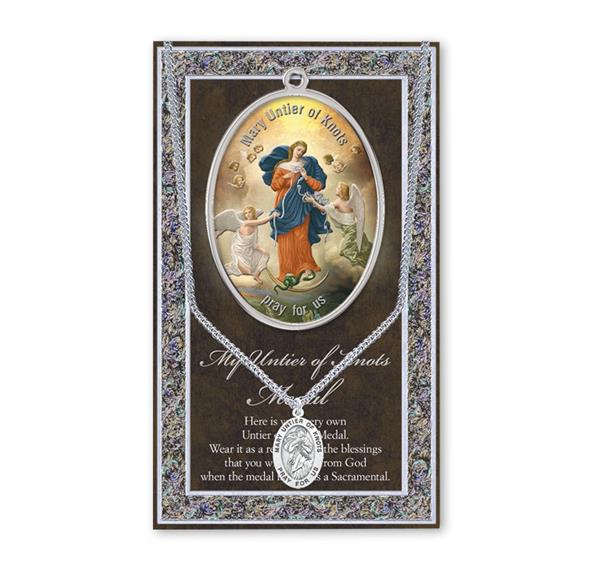 Our Lady Untier of Knots Biography and Folding Picture Card with a Medal & Chain # 29146