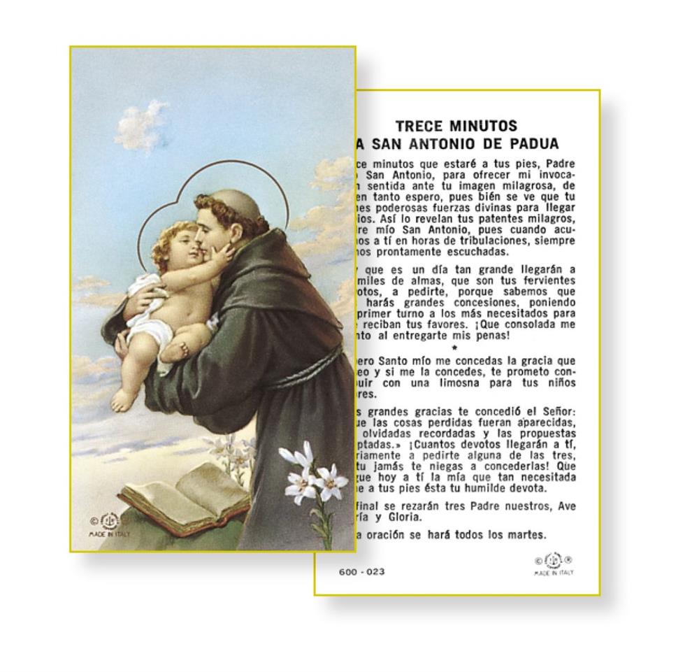 TRECE MINUTOS A SAN ANTONIO Spanish Paper Holy Cards, 100-Count Value Pack, # 2915