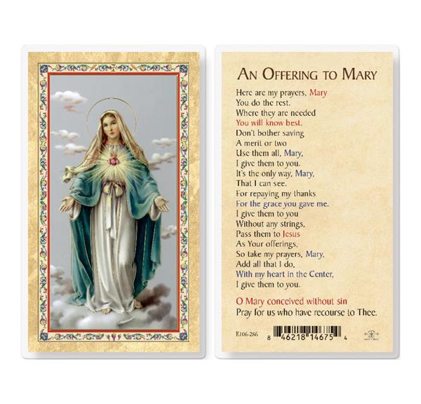 an Offering to Mary Gold Stamped Laminated Holy Cards, 25-Count Value Pack # 29262
