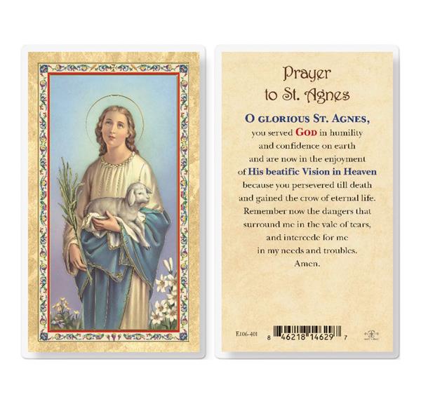 Prayer to St. Agnes Gold Stamped Laminated Holy Cards, 25-Count Value Pack # 29289