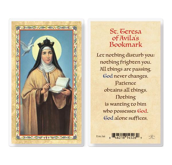 St. Teresa of Avila'a Bookmark Gold Stamped Laminated Holy Cards, 25-Count Value Pack # 29331