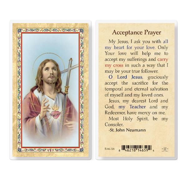 Acceptance Prayer Gold Stamped Laminated Holy Cards, 25-Count Value Pack # 29375