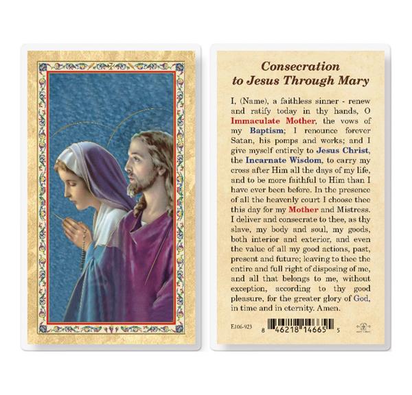Consecration to Jesus Through Mary Gold Stamped Laminated Holy Cards, 25-Count Value Pack # 29464