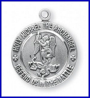 Sterling Silver St. Michael Medal, 7/8", Your choice of chain, # 29467