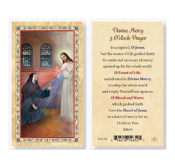 Divine Mercy 3 O'clock Prayer Gold Stamped Laminated Holy Cards, 25-Count Value Pack # 29473