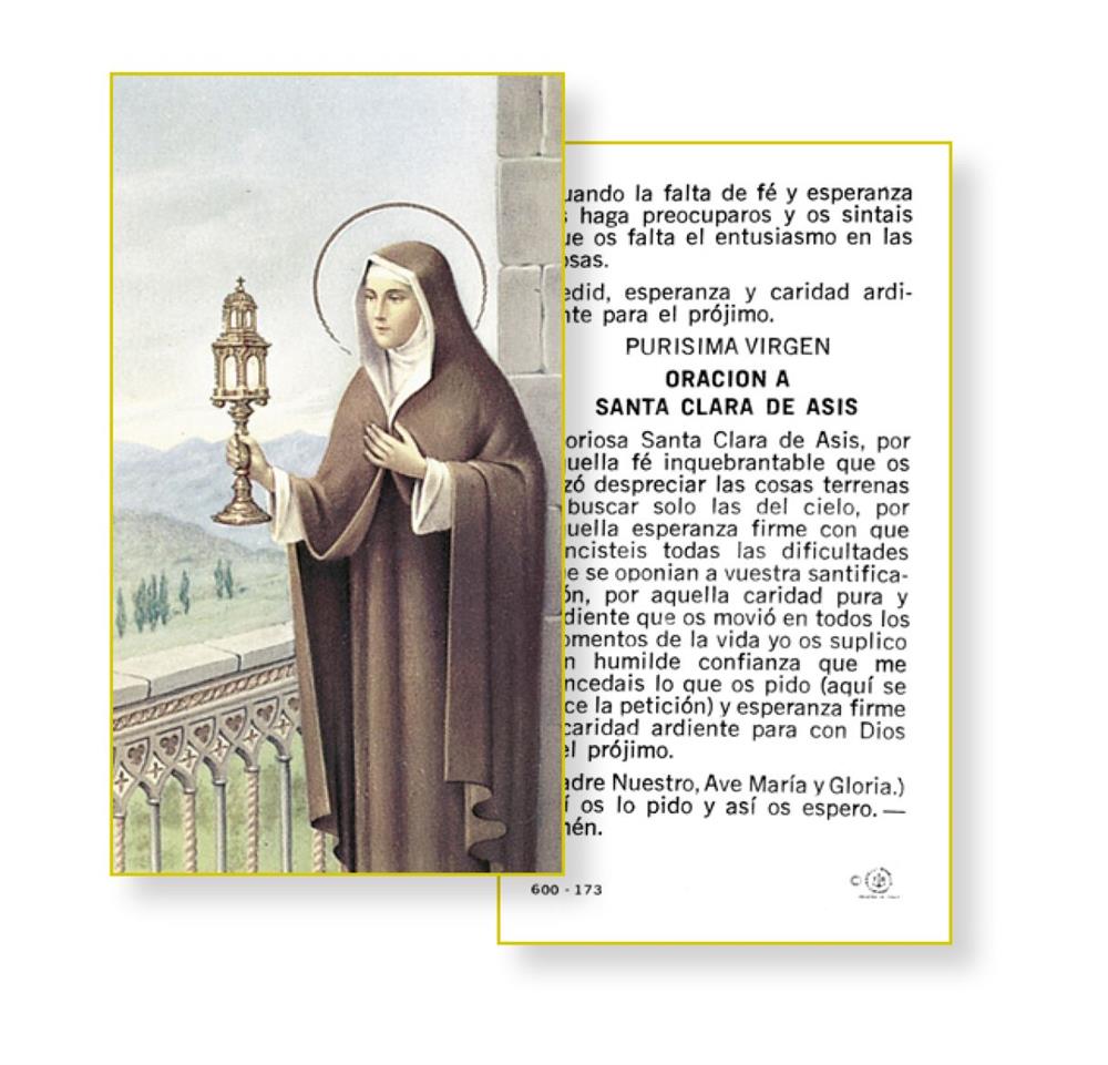 Oracion a Santa Clara de Asis Spanish Paper Holy Cards, 100-Count Value Pack, # 2952