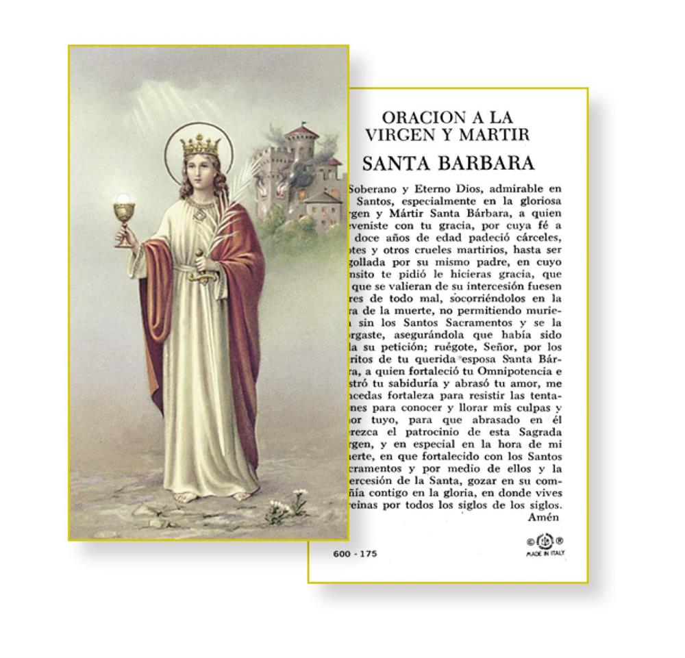 Oracion a la Virgen Y Martir Santa Barbara Spanish Paper Holy Cards, 100-Count Value Pack, # 2955
