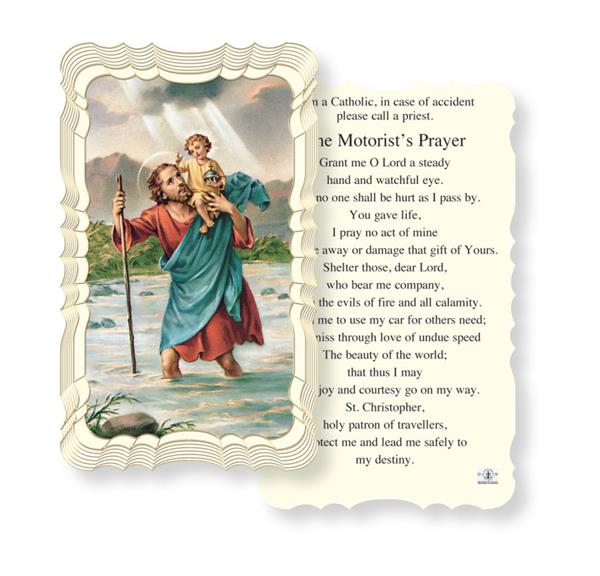 A Motorists Prayer, St. Christopher Paper Holy Cards, Gold Foil Embossed, 50-Count Value Pack # 29584