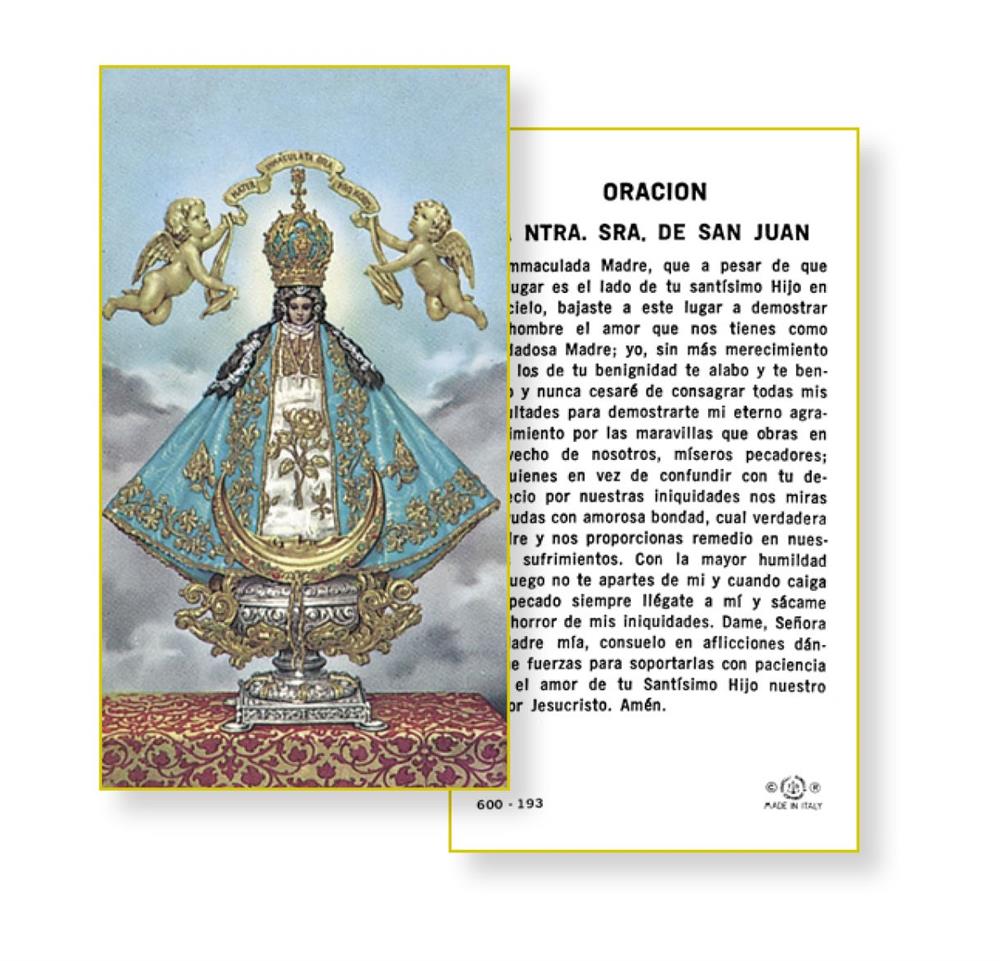 Oracion a Ntra. Sra. de San Juan Spanish Paper Holy Cards, 100-Count Value Pack, # 2962