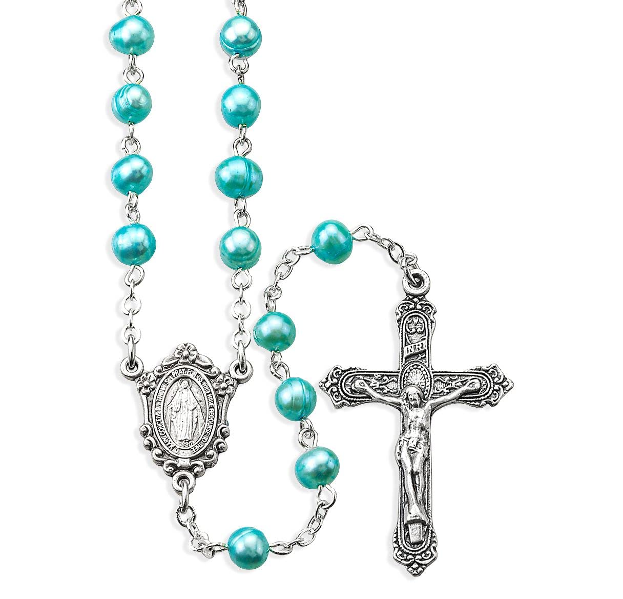 6mm Freshwater Pearl Rosary, Blue, # 55542
