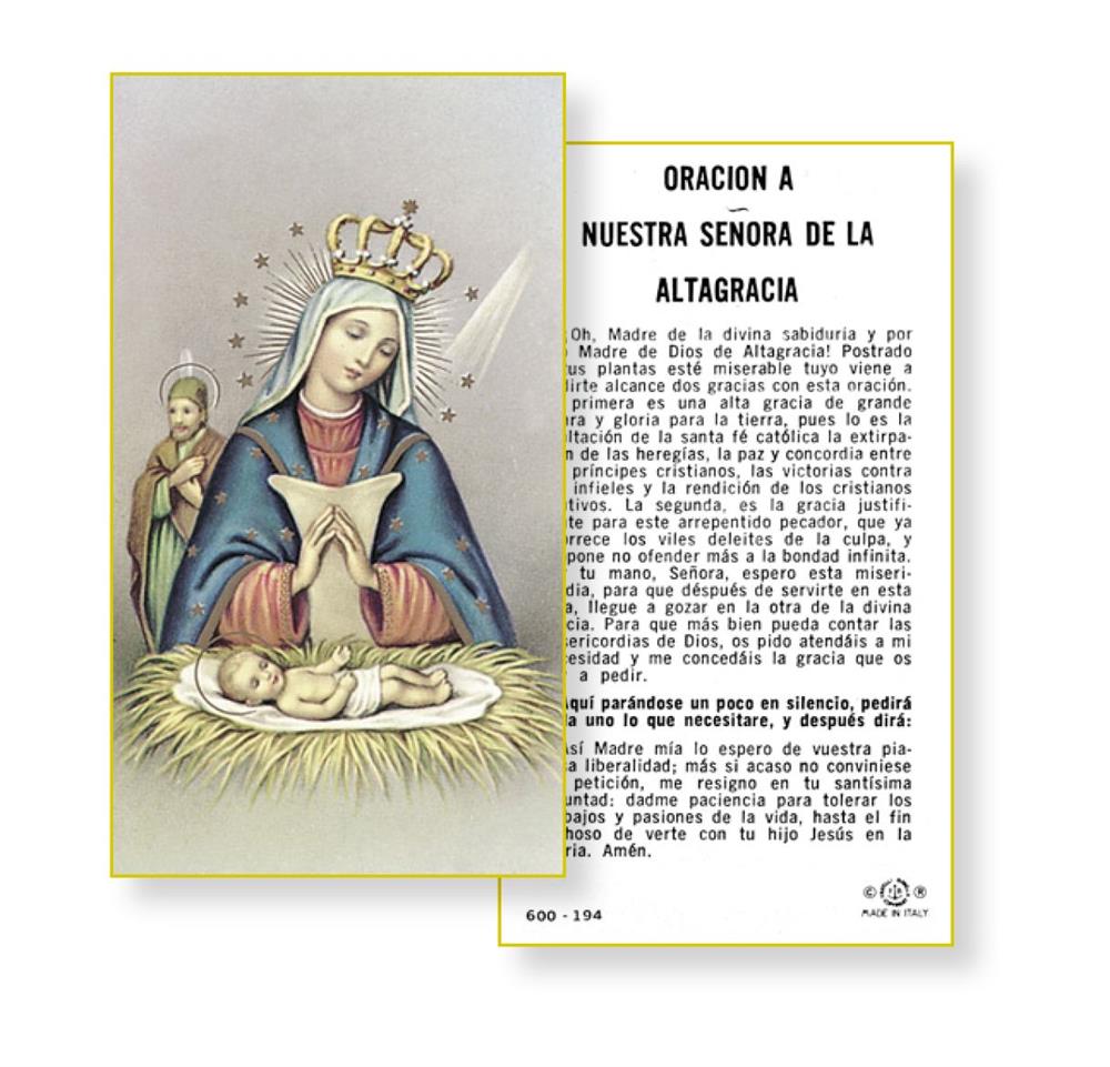 Oracion a Nuestra Senora de la Altagracia Spanish Paper Holy Cards, 100-Count Value Pack, # 2967
