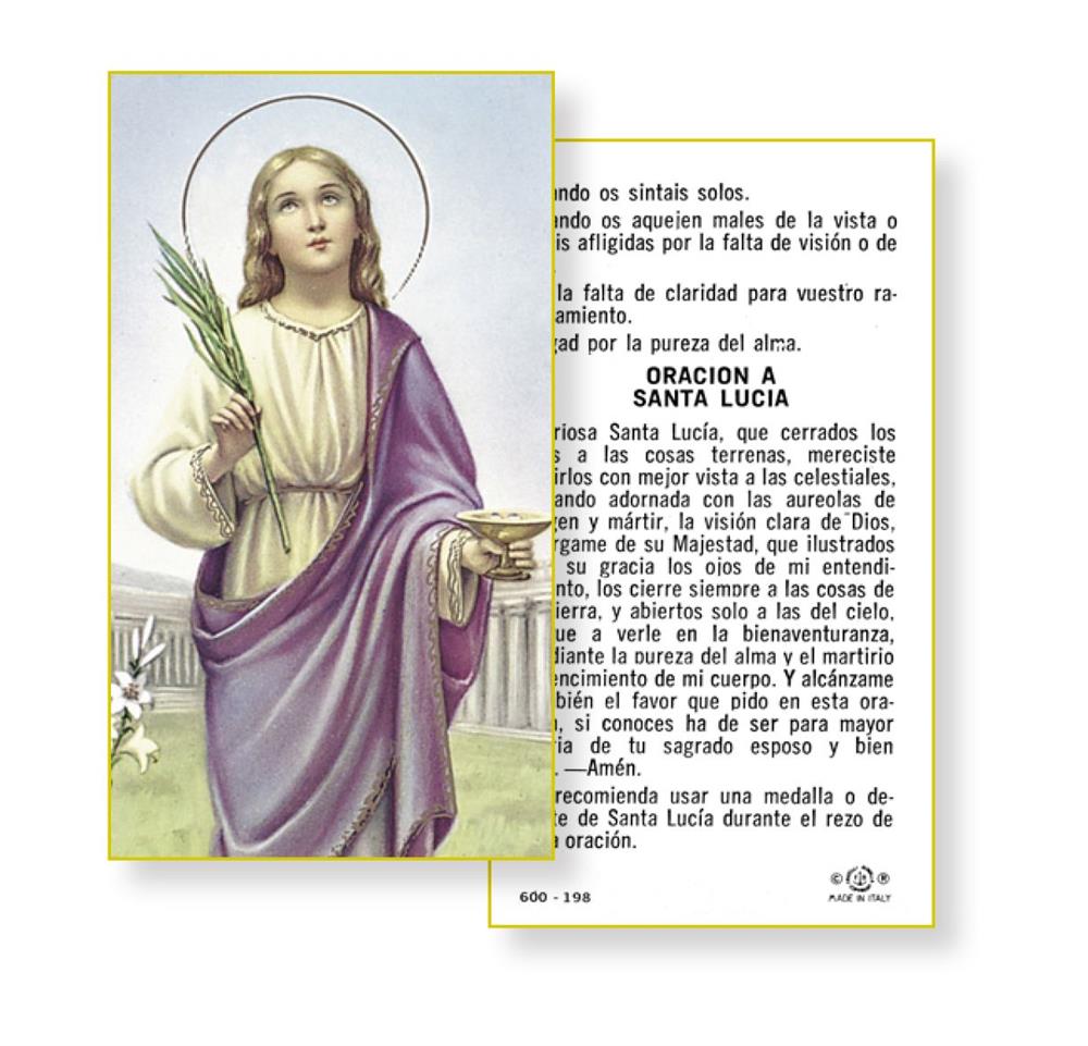 Oracion a Santa Lucia Spanish Paper Holy Cards, 100-Count Value Pack, # 2968