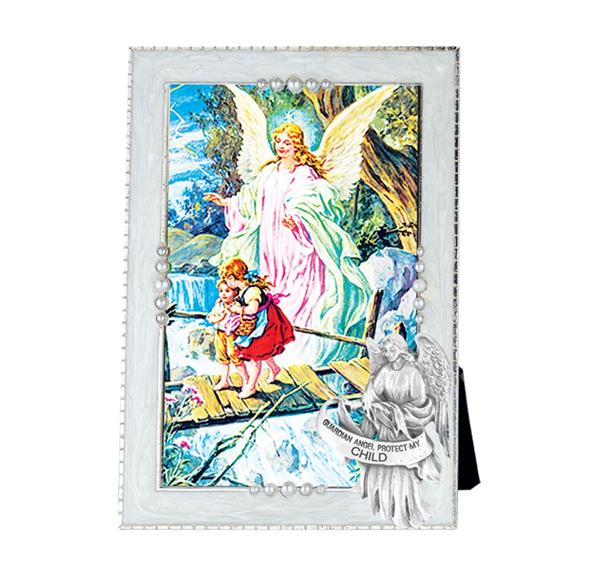 Guardian Angel Baptism Pearlized Silver Plate 5"x7" Photo Frame # 29800