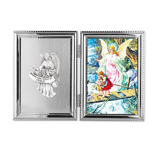 Guardian Angel Folding Silver Plate 10.5"x7" Photo Frame # 29802