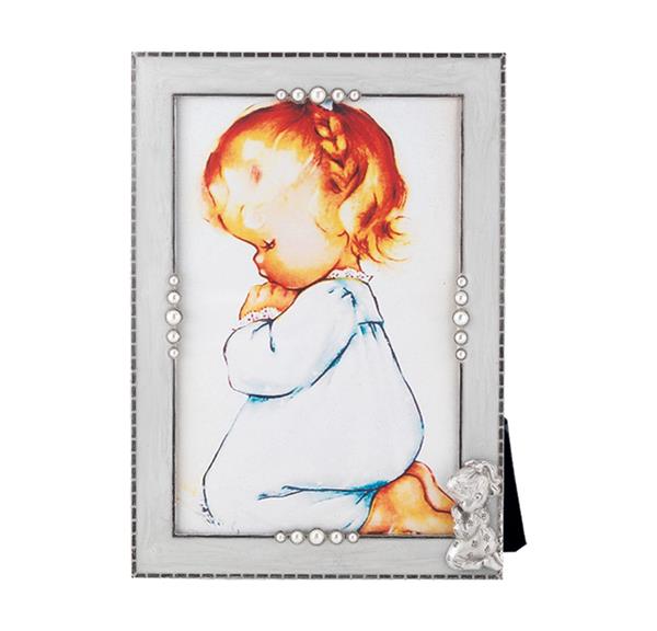 Praying Girl Pearlized Silver Plate 5"x7" Photo Frame # 29809