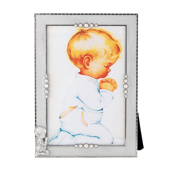 Praying Boy Pearlized Silver Plate 5"x7" Photo Frame # 29811