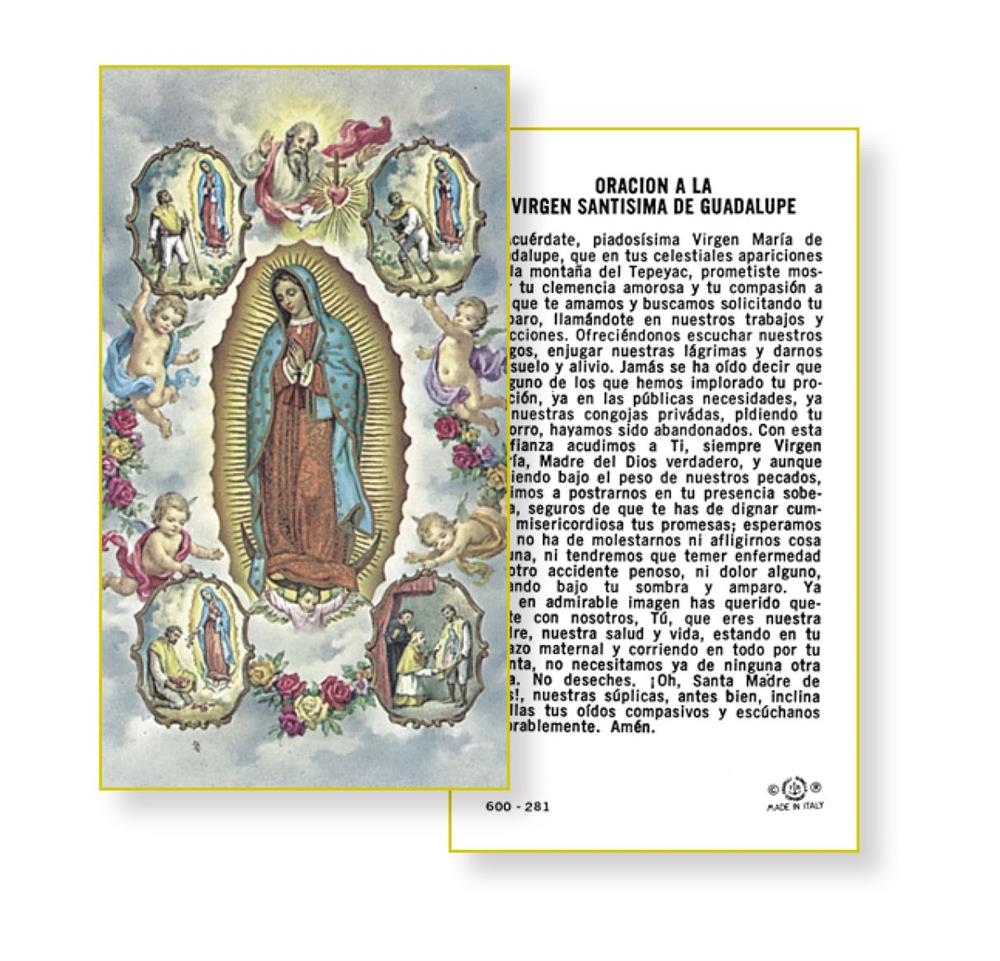 Oracion a la Virgen Santisima de Guadalupe, Paquete de 100 Estampas Sagradas de Papel, # 2989