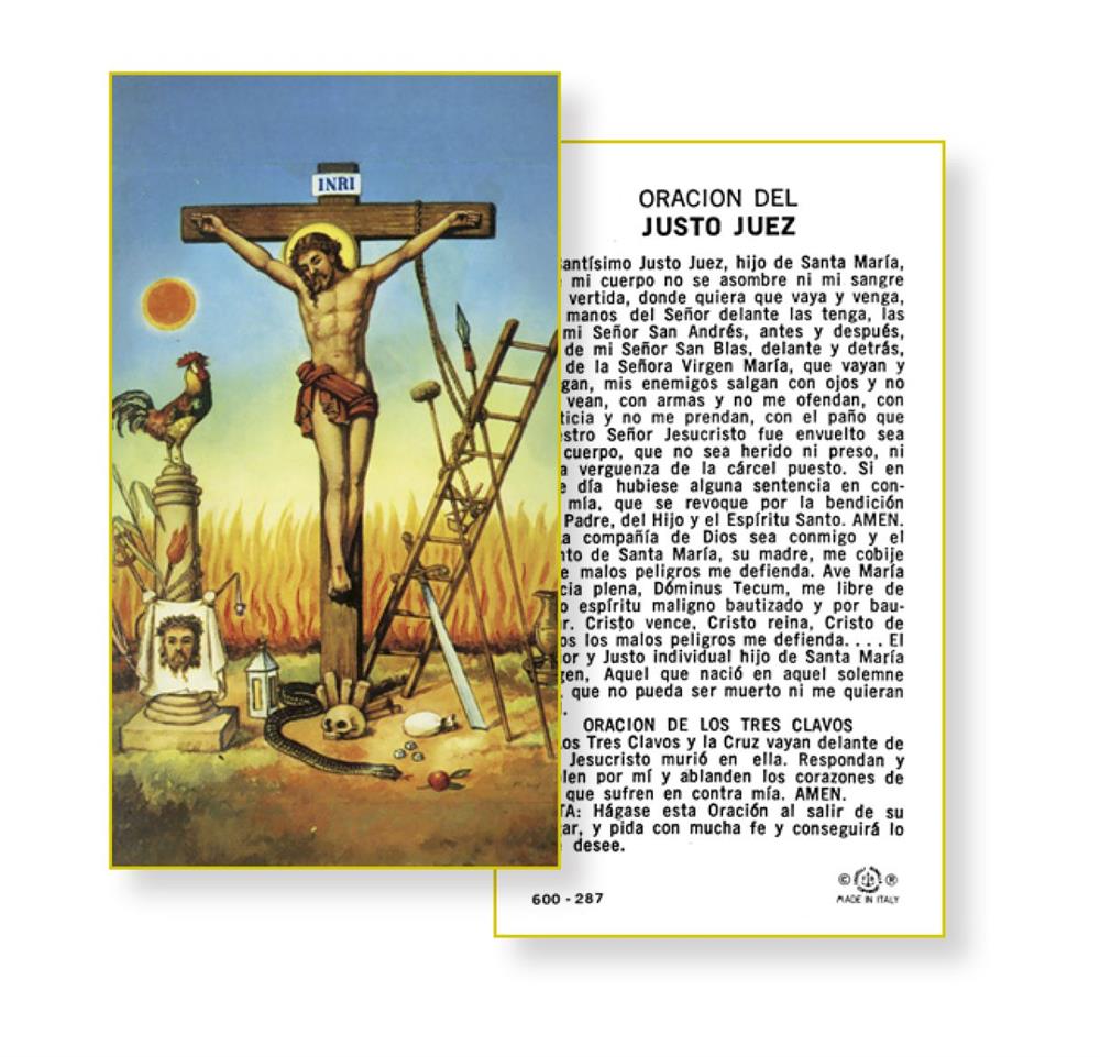 Oracion del Justo Juez, Paquete de 100 Estampas Sagradas de Papel, # 2994