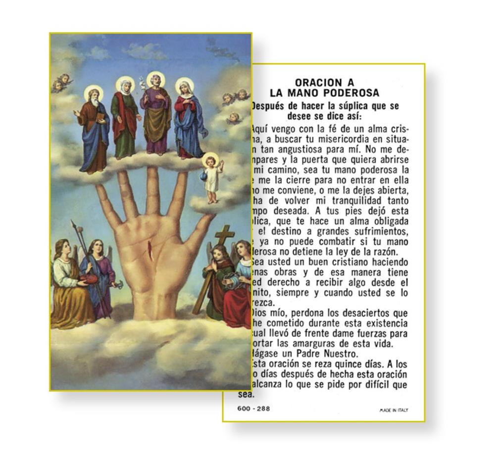Oracion a la Mano Poderosa, Paquete de 100 Estampas Sagradas de Papel, # 2995