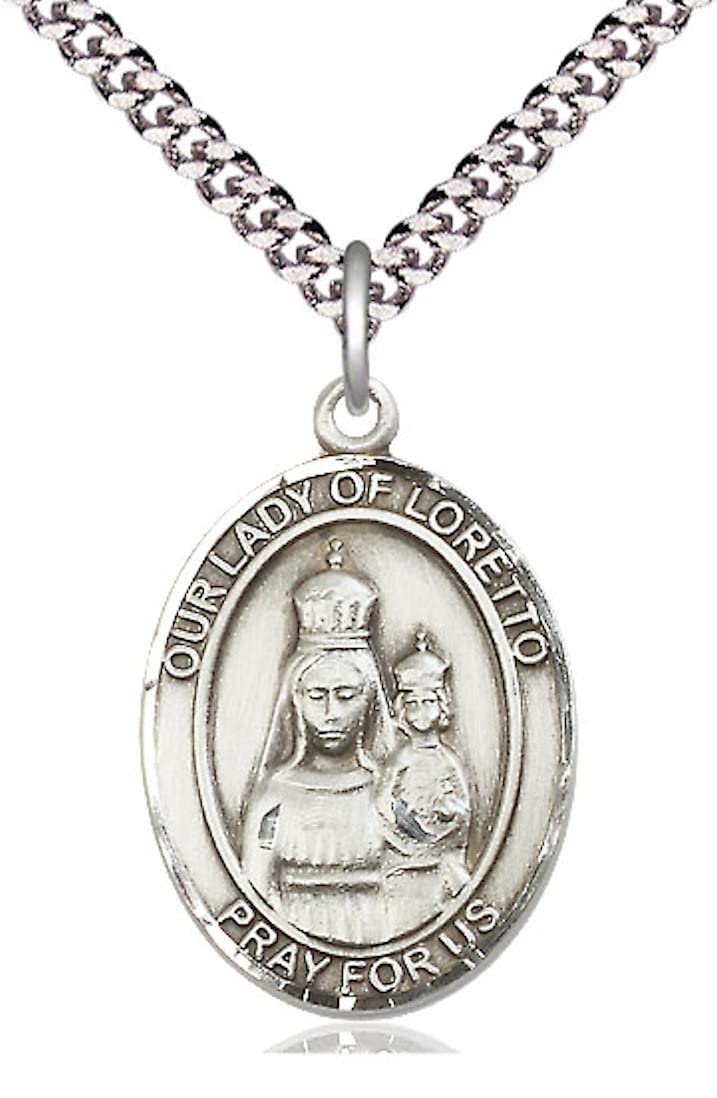 Our Lady of Loretto Medal in Fine Pewter, 3/4" tall, Your Choice of Chain, # 5642