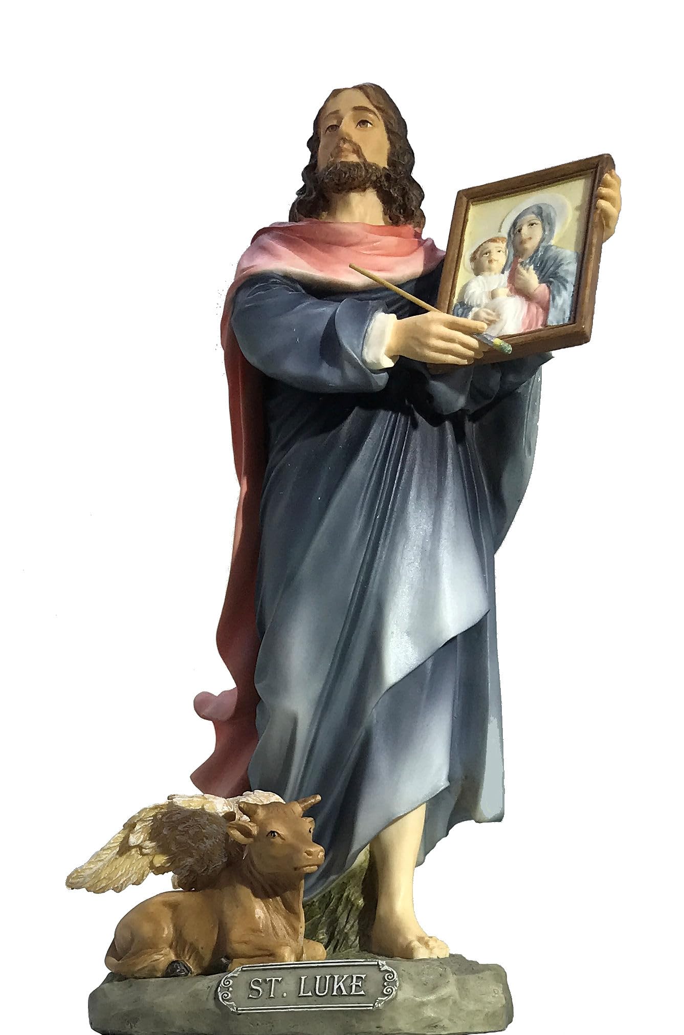 8" St. Luke with Painting Statue, Full Color Resin, # 17769