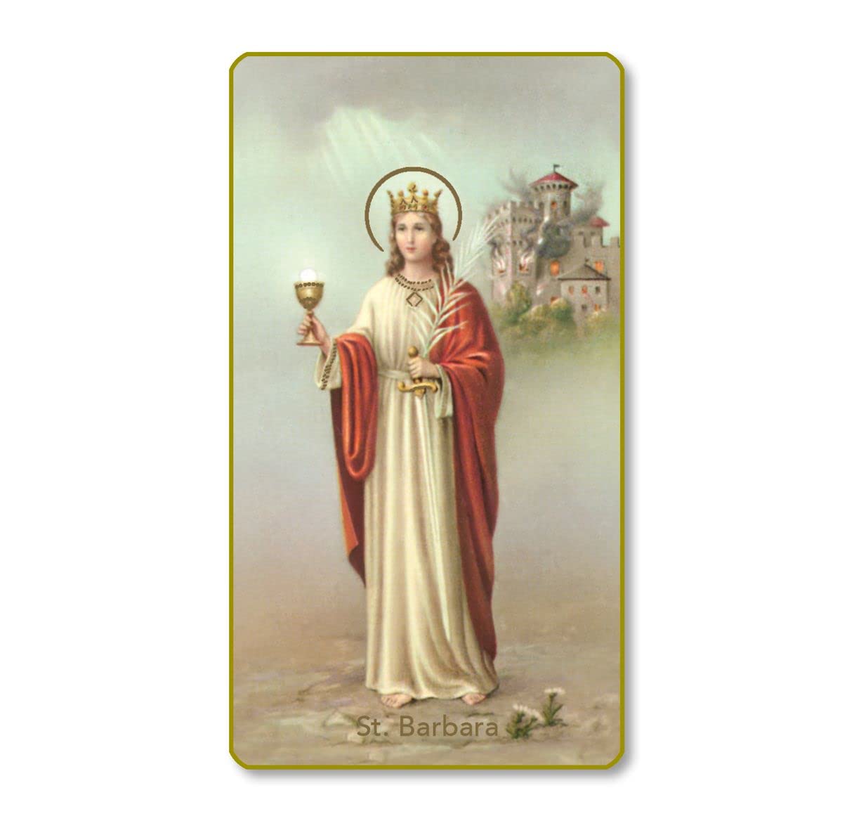 St. Barbara Italian Paper Holy Cards, 2"x4", Blank Back, 100-Pack, # 6009