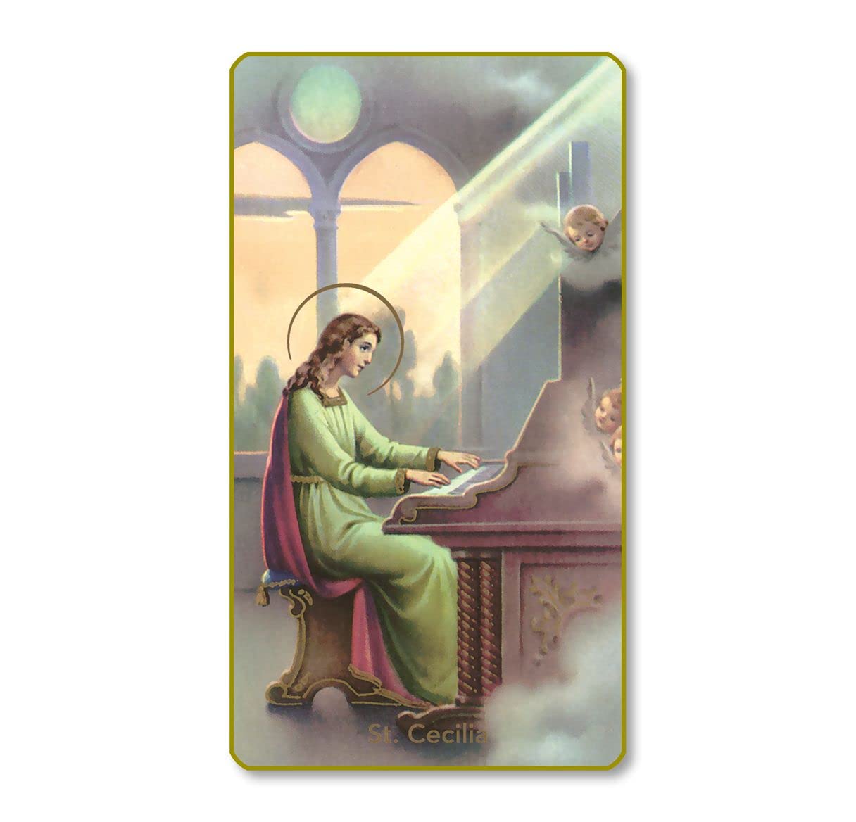St. Cecilia Italian Paper Holy Cards, 2"x4", Blank Back, 100-Pack, # 6014