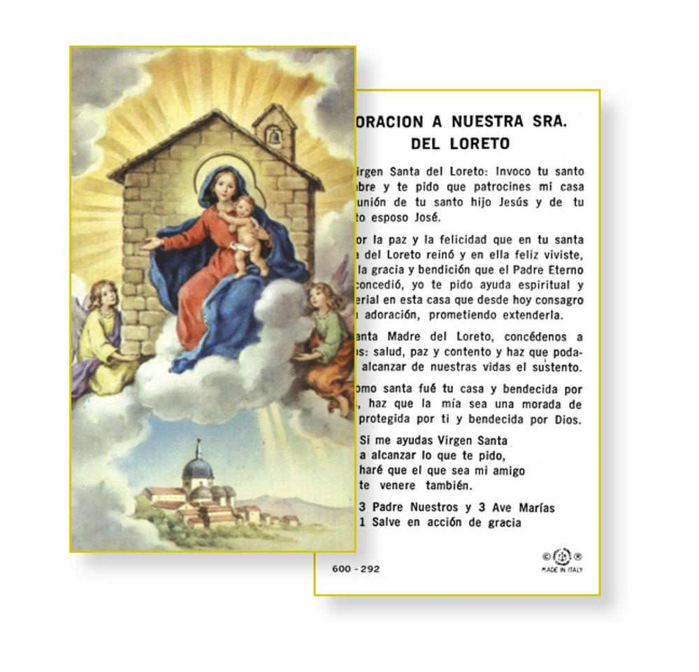 Oracion a Nuestra Sra. del Loreto, Paquete de 100 Estampas Sagradas de Papel, # 3003