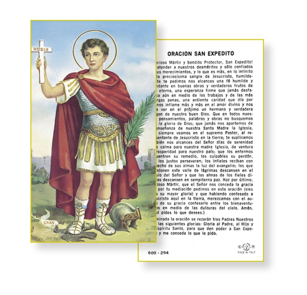 Oracion San Expedito, Paquete de 100 Estampas Sagradas de Papel, # 3005