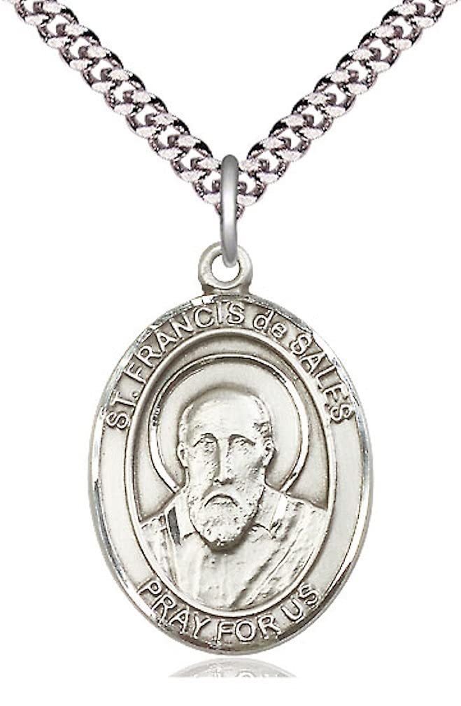 St. Francis de Sales Medal in Fine Pewter, 1" tall, Your Choice of Chain, # 5215