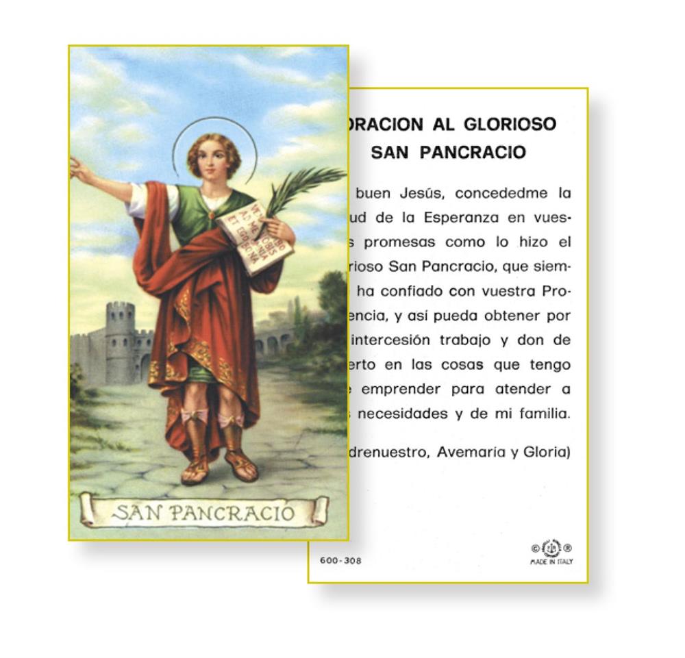 Oracion al Glorioso San Pancracio, Paquete de 100 Estampas Sagradas de Papel, # 3018