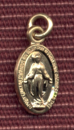Miraculous Medal 7/16" made of Solid 14kt Gold, Free Chain, # 3025