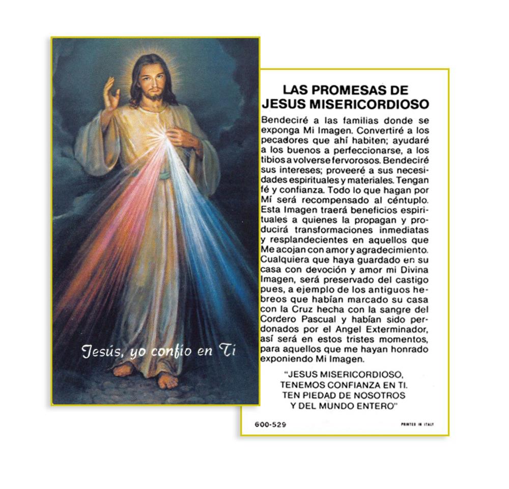Las Promesas de Jesus Misericordioso, Paquete de 100 Estampas Sagradas de Papel, # 3042
