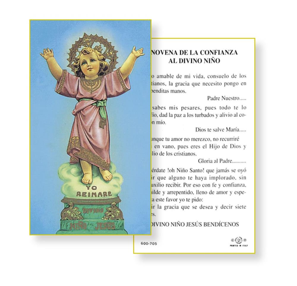 Novena de la Confianza al Divino Nino, Paquete de 100 Estampas Sagradas de Papel, # 3048