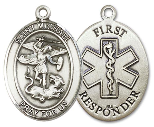 St. Michael First Responder Medal, 3/4" tall, Fine Pewter, Your Choice of Chain, # 3059