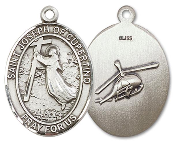 St. Joseph of Cupertino Helicopter Medal, 3/4" tall, Fine Pewter, Your Choice of Chain, # 3066