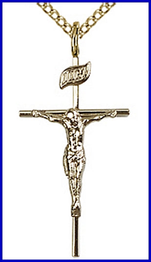 1" Thin Crucifix in 14kt Gold Filled, Your Choice of Chain, # 3073